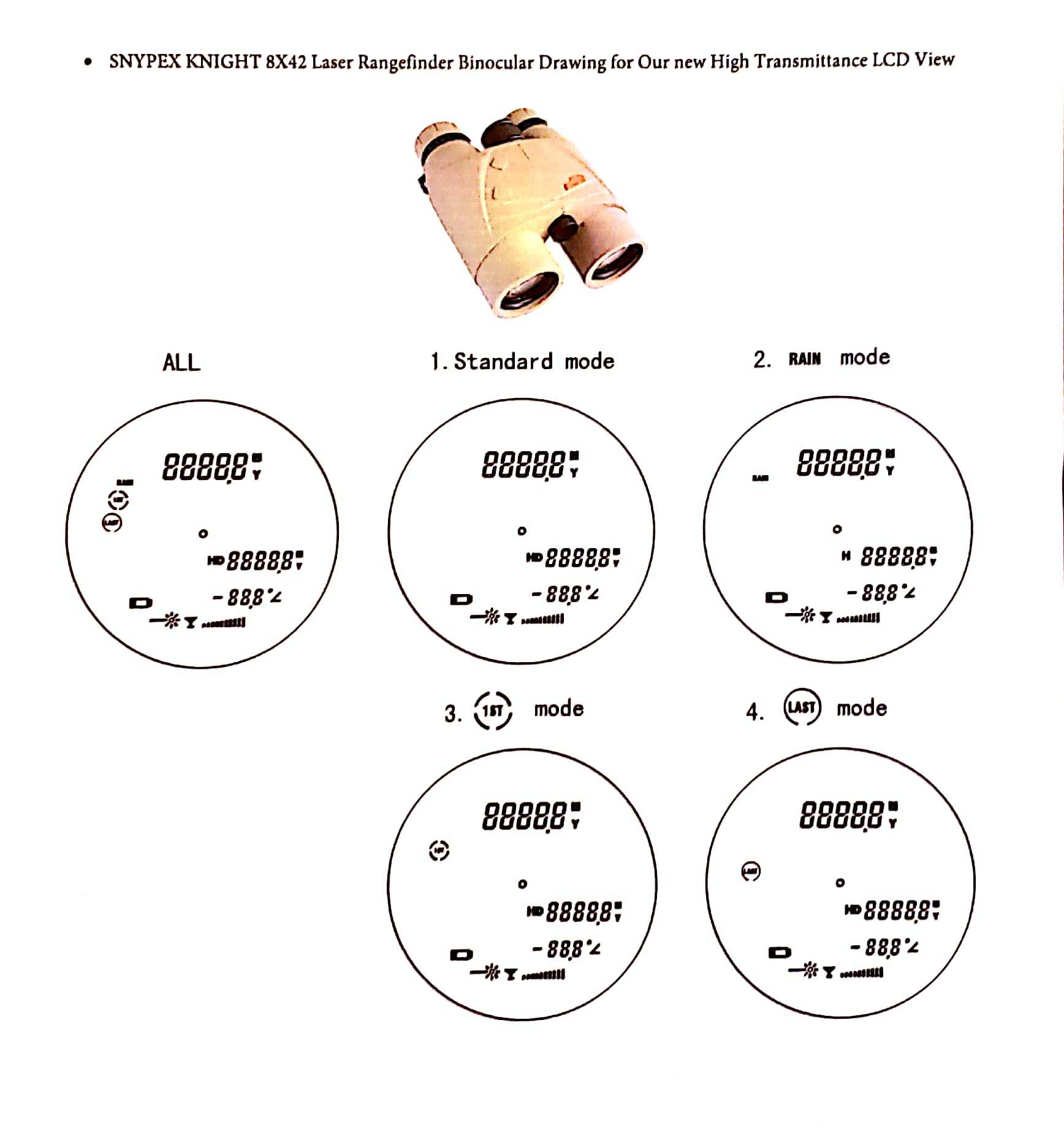 SNYPEX Knight 8x42 Precision Tactical Laser Rangefinder Binoculars With ARC - SNYPEX