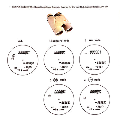 SNYPEX Knight 8x42 Precision Tactical Laser Rangefinder Binoculars With ARC - SNYPEX